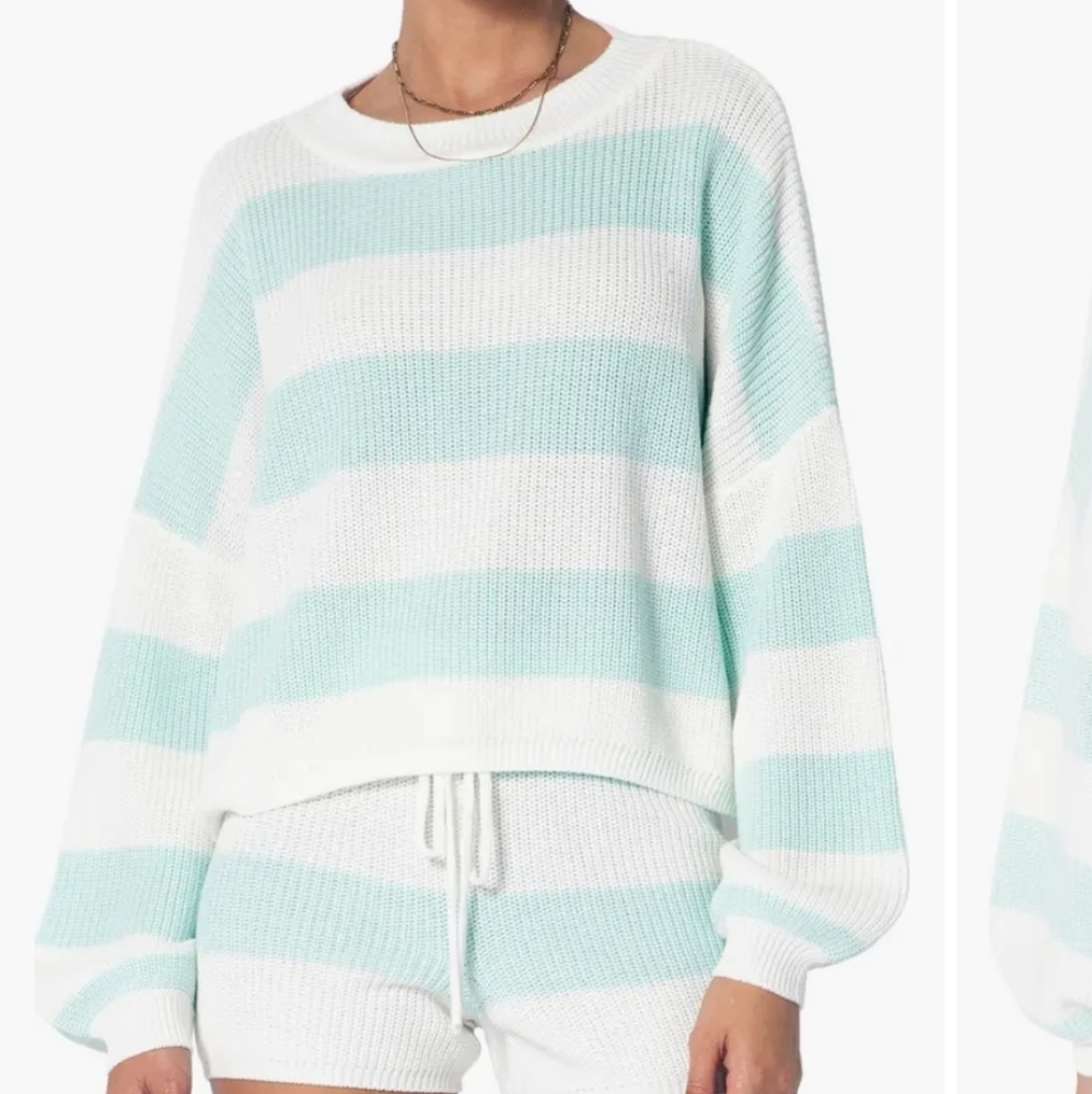 NWOT Tart Mint and White Striped Knit Sweater